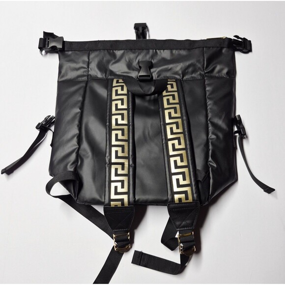 VERSACE Parfums Convertible Rider Backpack Shoulder Tote Bag Black Gold NWOT main image 10